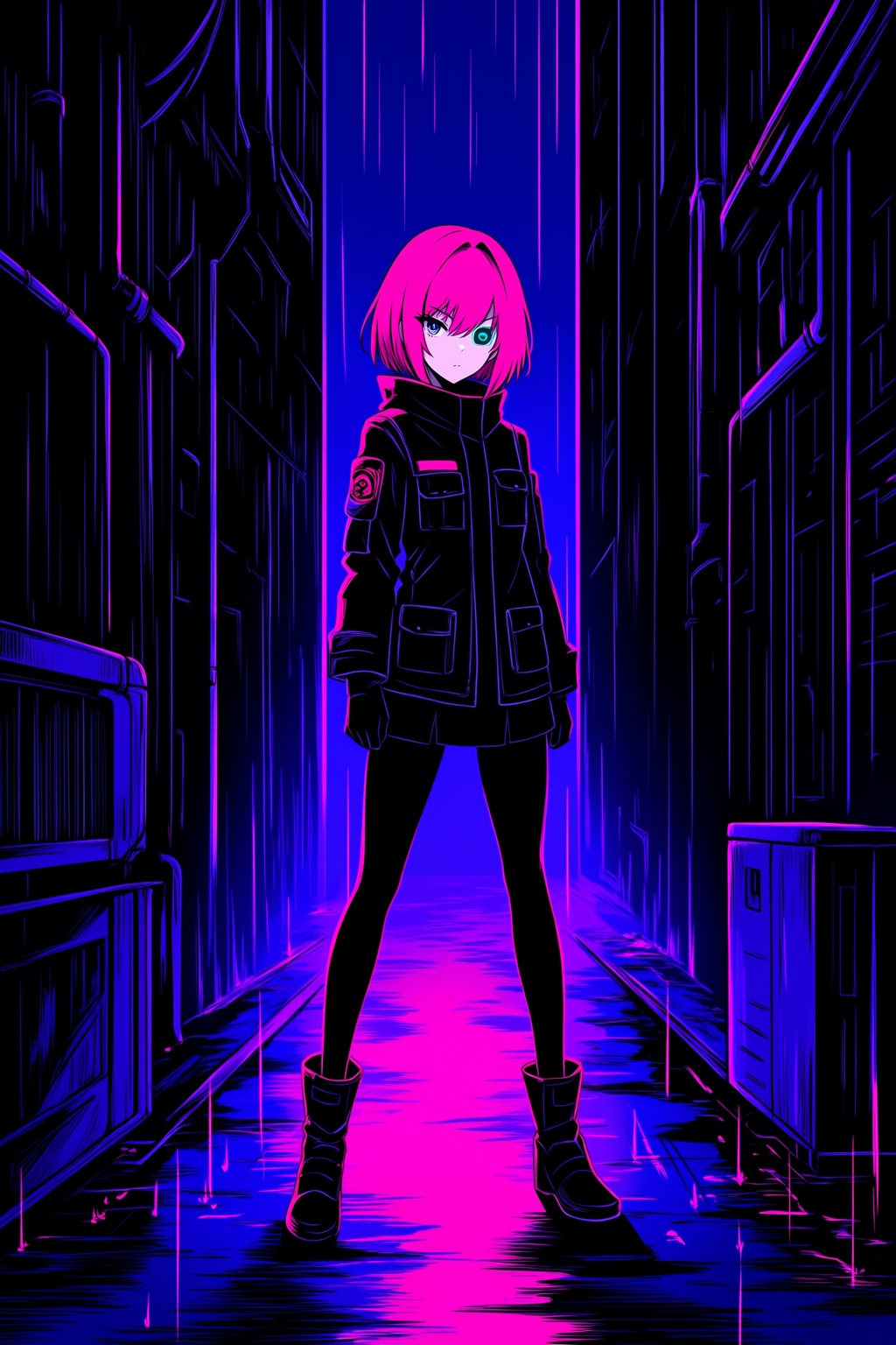 1girl,  solo,  neon pink hair on Tensor.Art