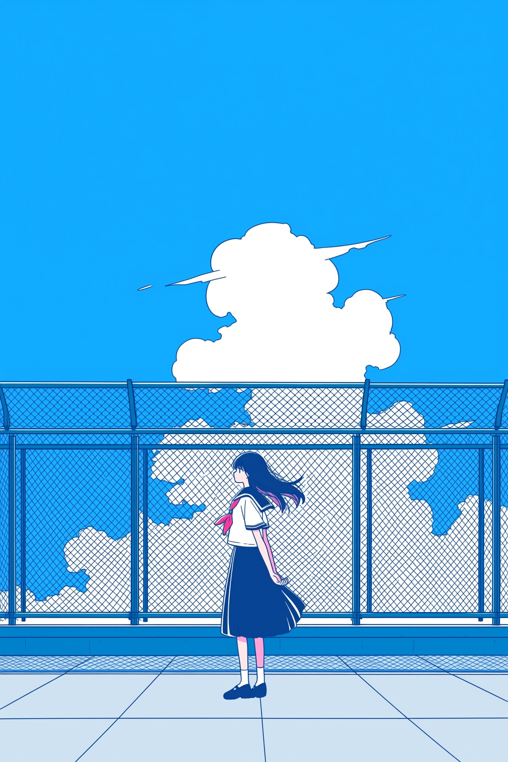 1girl,  solo,  blue hair on Tensor.Art