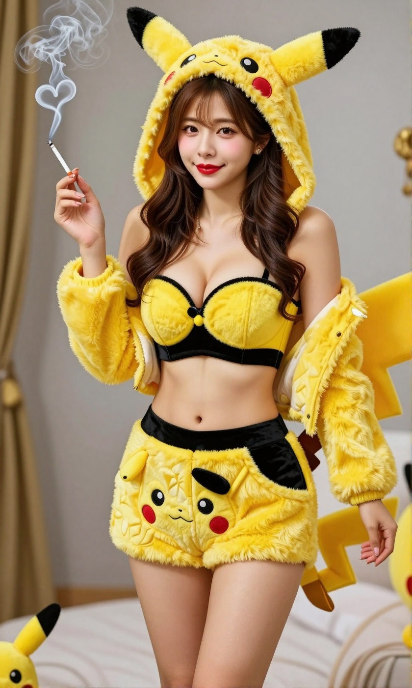 Image of a Korean woman Actual Photo: 2.0,  "A beautiful Korean woman boasting an hourglass figure,  round and voluptuous...