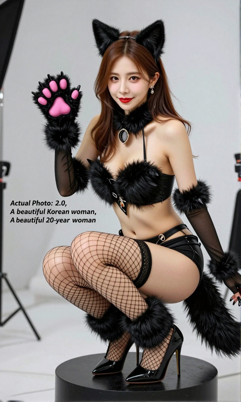 Image of a Korean woman Actual Photo: 2.0,  "A beautiful Korean woman boasting an hourglass figure,  round and voluptuous...