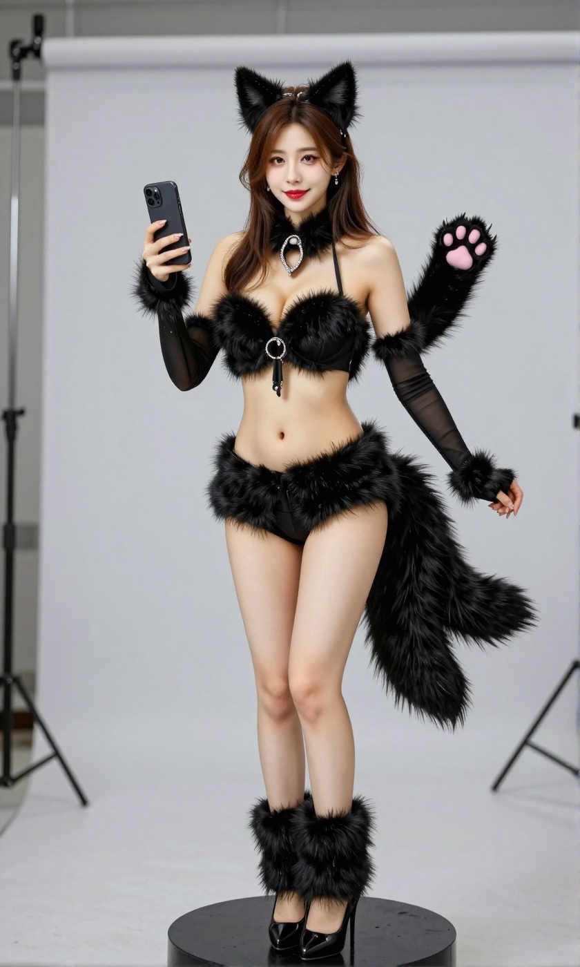 Image of a Korean woman Actual Photo: 2.0,  "A beautiful Korean woman boasting an hourglass figure,  round and voluptuous...