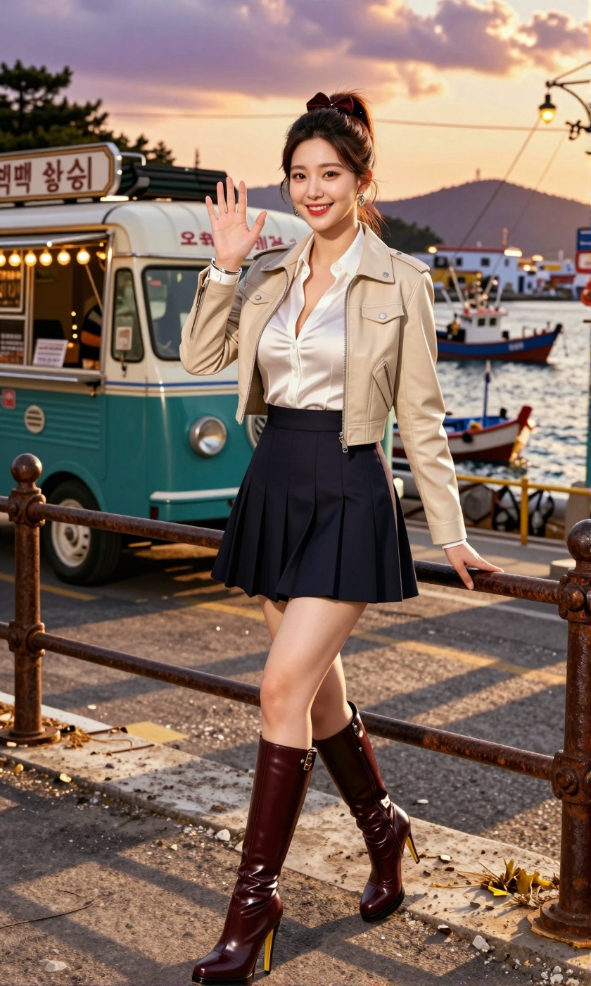 Image of a Korean woman Actual Photo: 2.0,  "A beautiful Korean woman boasting an hourglass figure,  round and voluptuous...