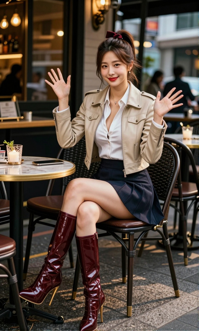 Image of a Korean woman Actual Photo: 2.0,  "A beautiful Korean woman boasting an hourglass figure,  round and voluptuous...