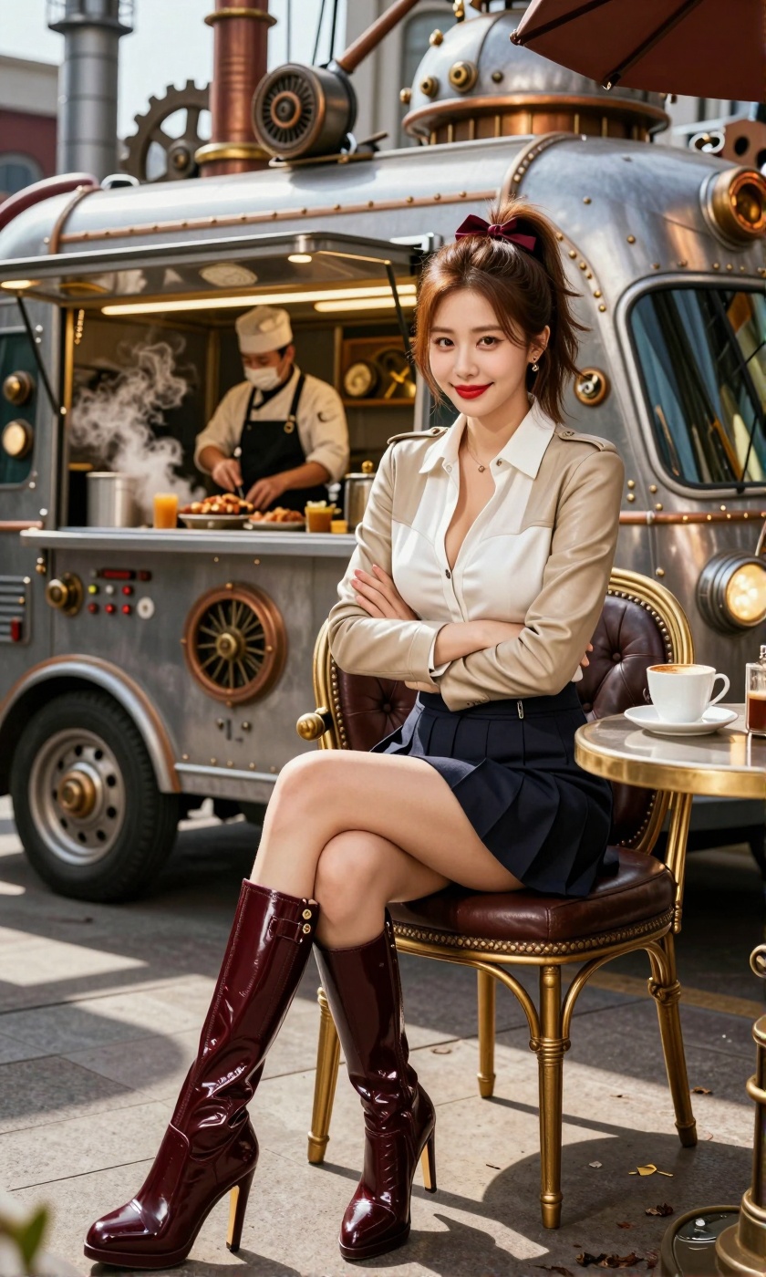 Image of a Korean woman Actual Photo: 2.0,  "A beautiful Korean woman boasting an hourglass figure,  round and voluptuous...