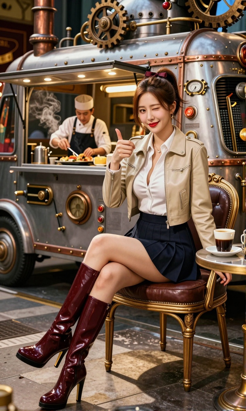 Image of a Korean woman Actual Photo: 2.0,  "A beautiful Korean woman boasting an hourglass figure,  round and voluptuous...
