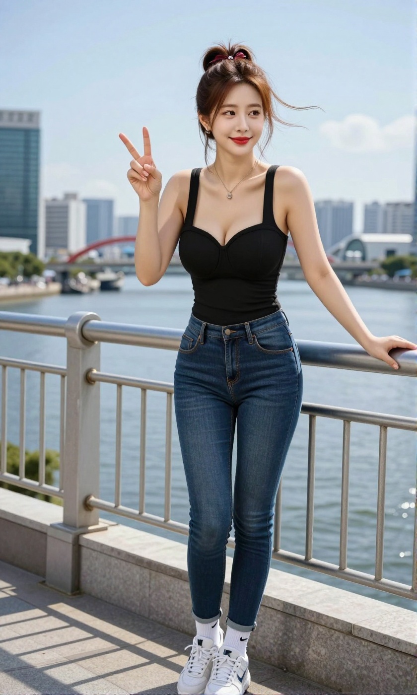 Korean Woman Image Real Photo: 2.0,  Height 185cm,  Hourglass figure with round and voluptuous I-cup breasts on Tensor.Art