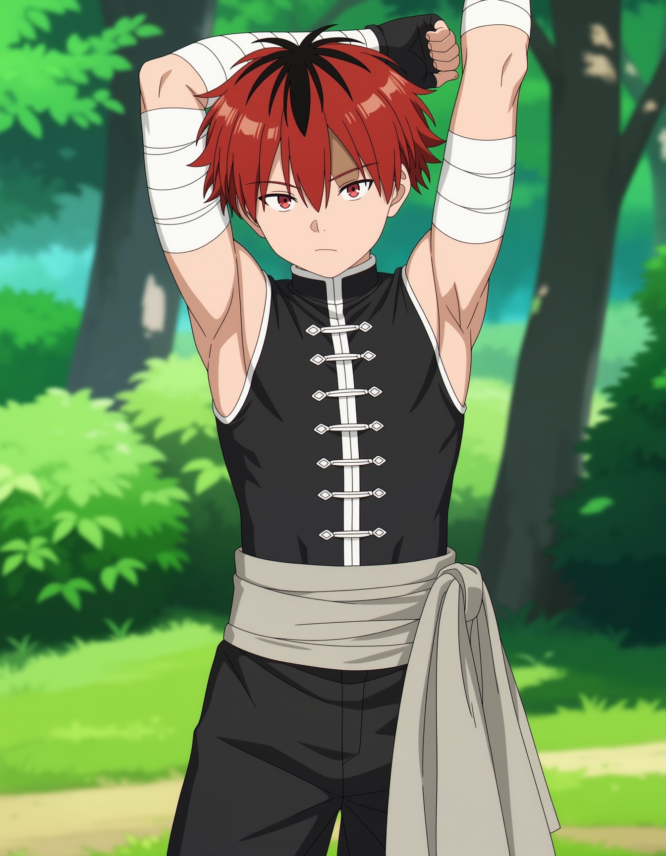 stark,  two-tone hair,  red hair on Tensor.Art