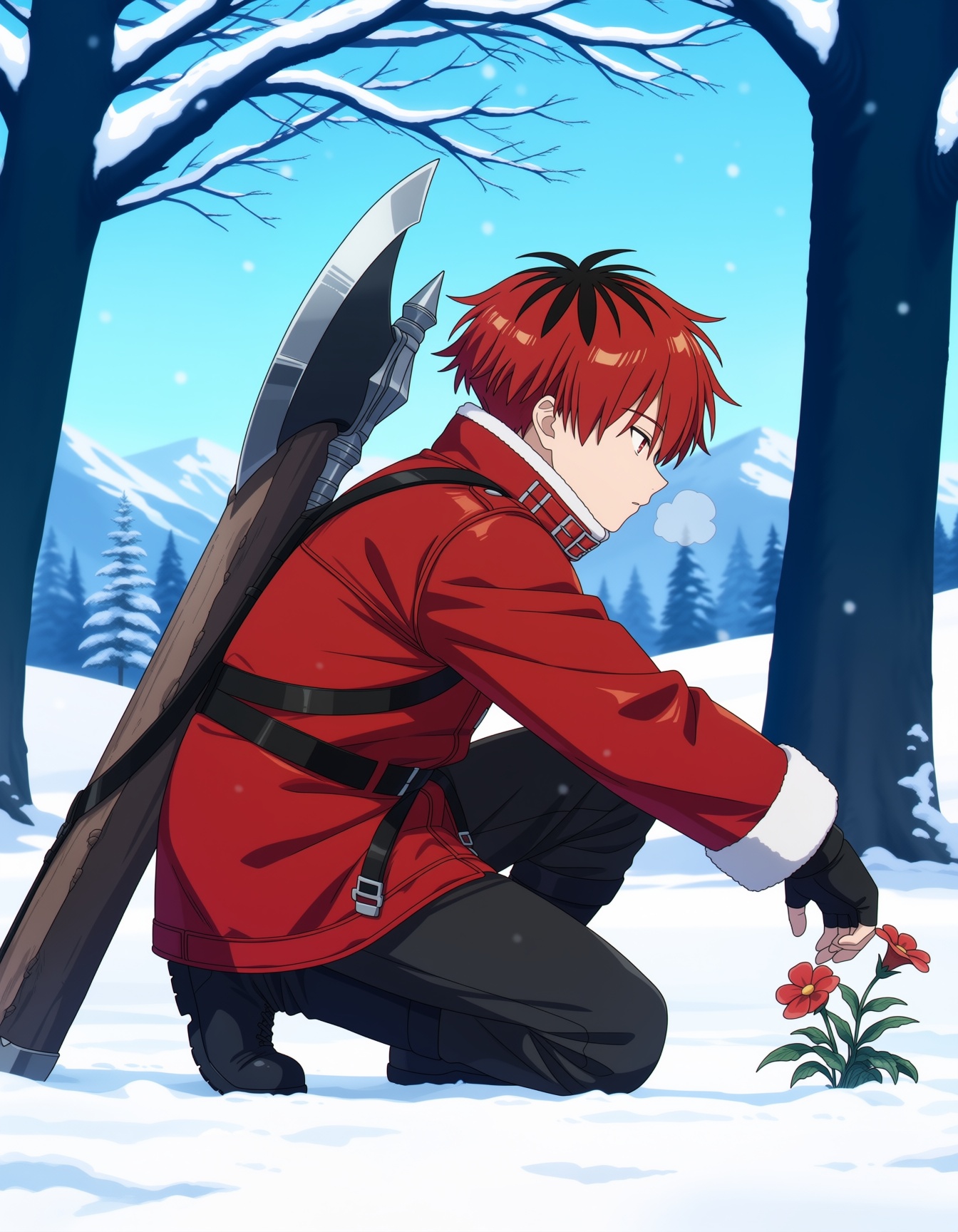 stark,  two-tone hair,  red hair on Tensor.Art