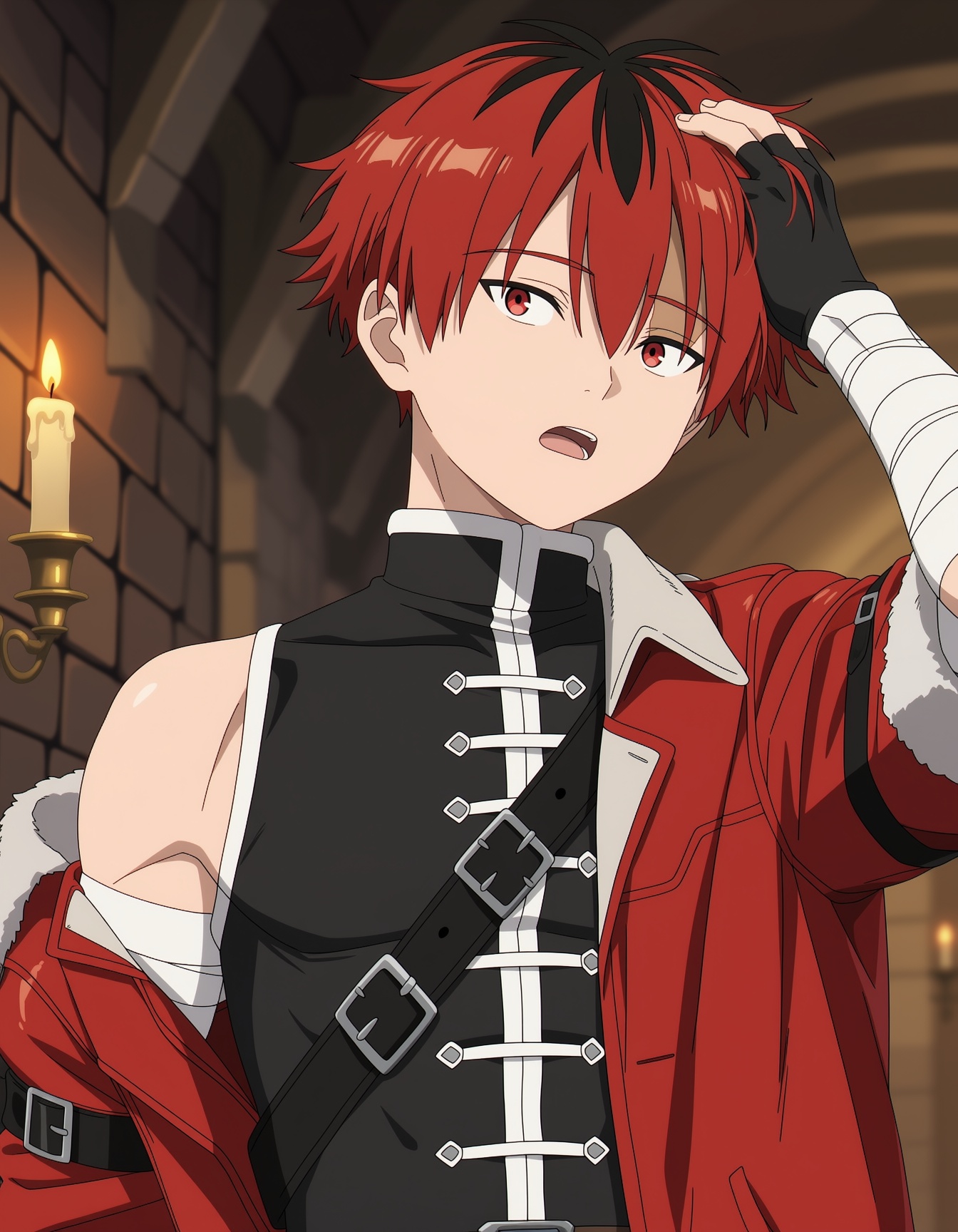 stark,  two-tone hair,  red hair on Tensor.Art