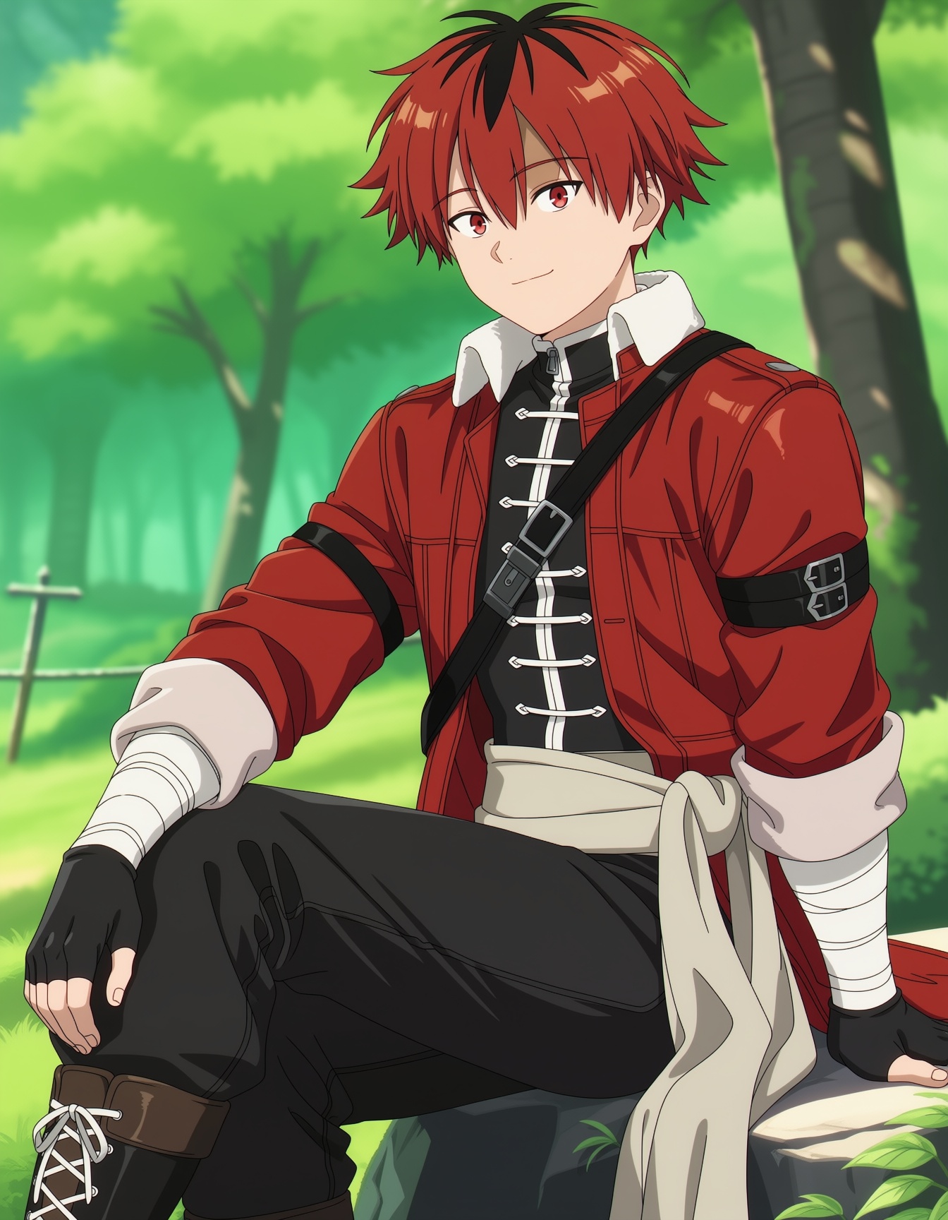 stark,  two-tone hair,  red hair on Tensor.Art