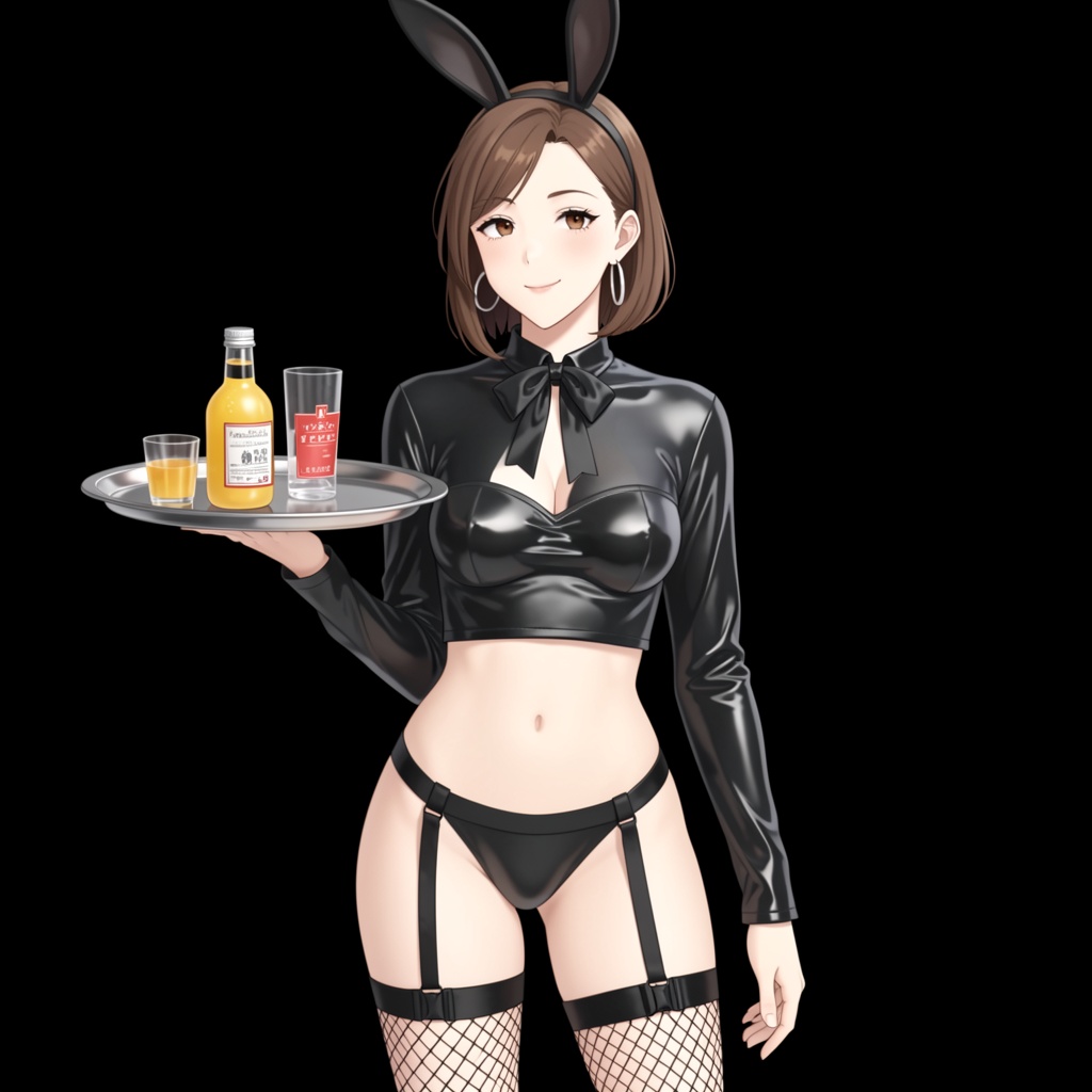 Photograph of a young woman with light skin and brown hair,  styled in a side part with a small black bunny ear headband....
