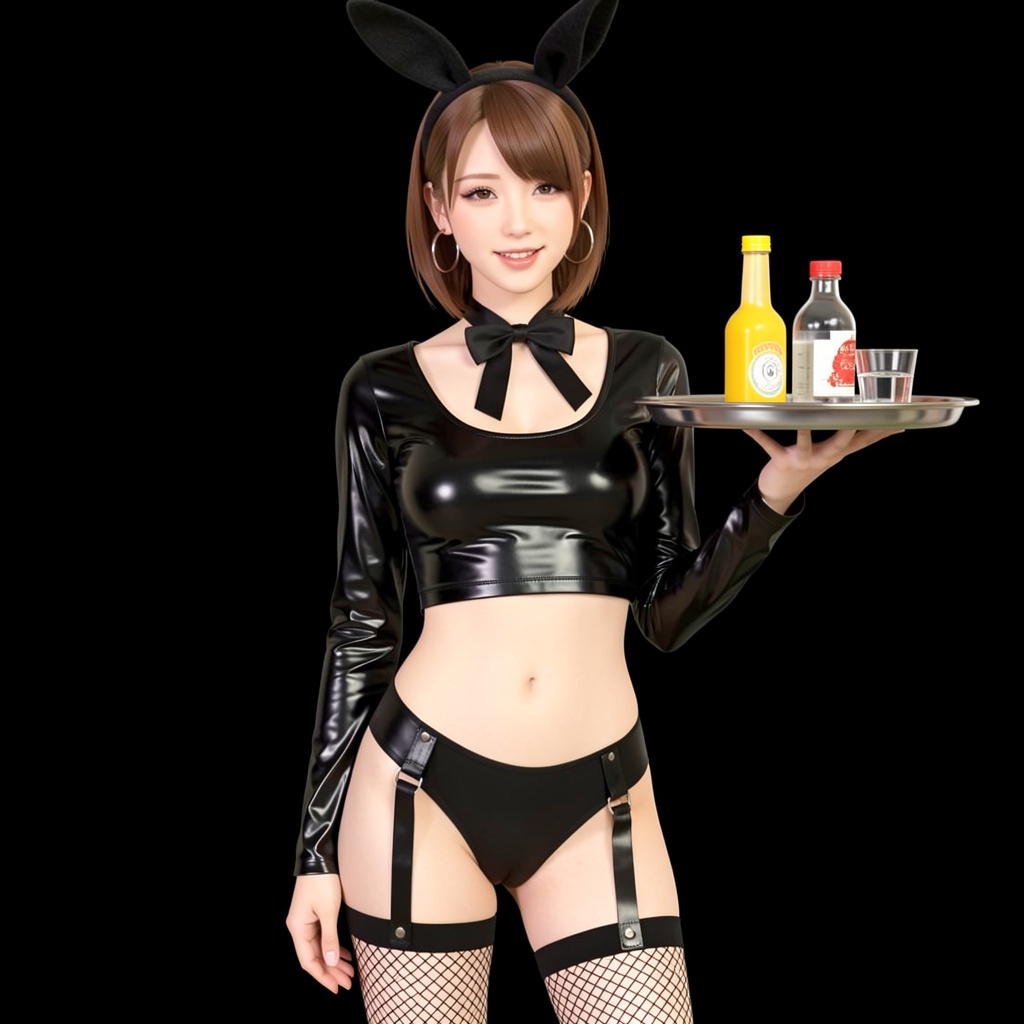Photograph of a young woman with light skin and brown hair,  styled in a side part with a small black bunny ear headband....