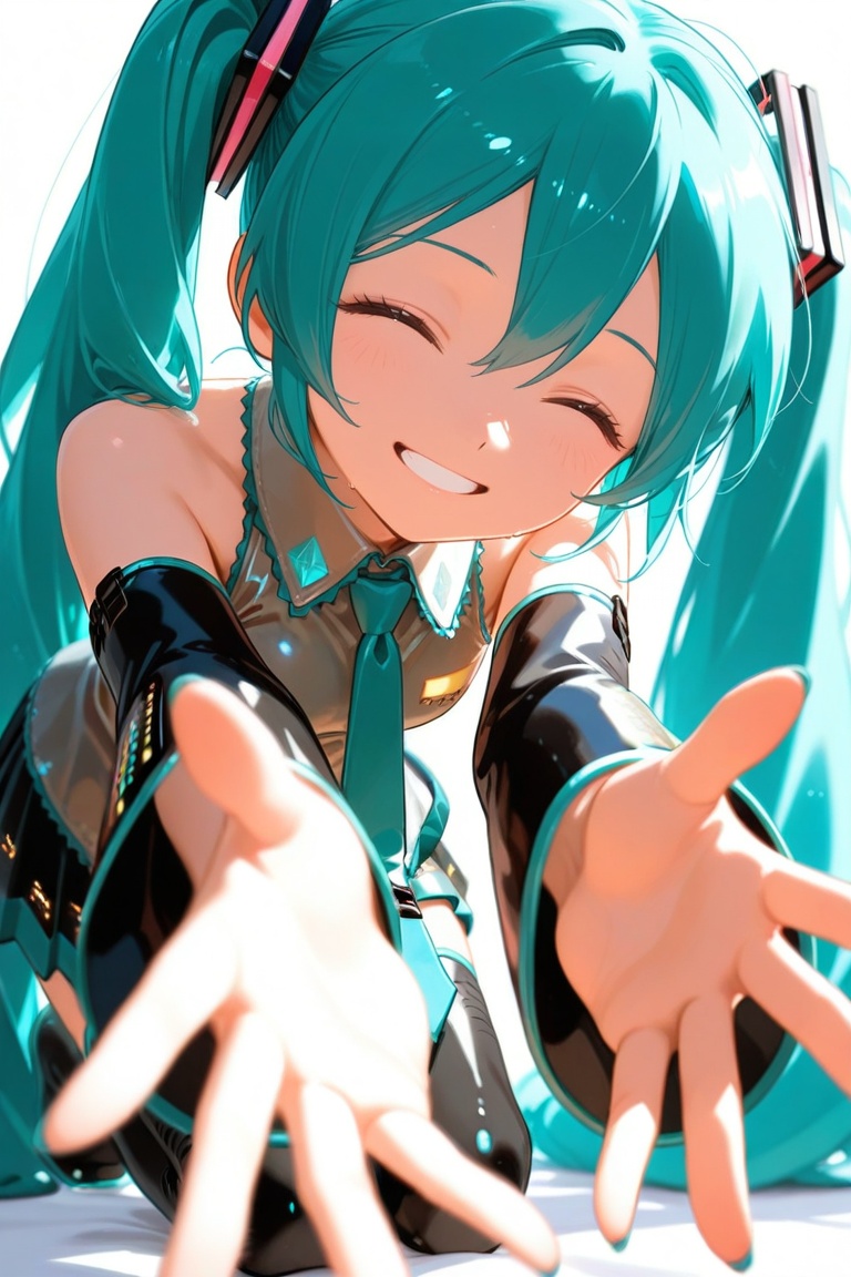 kneeling,  reaching out hands,  open arms towards viewer on Tensor.Art