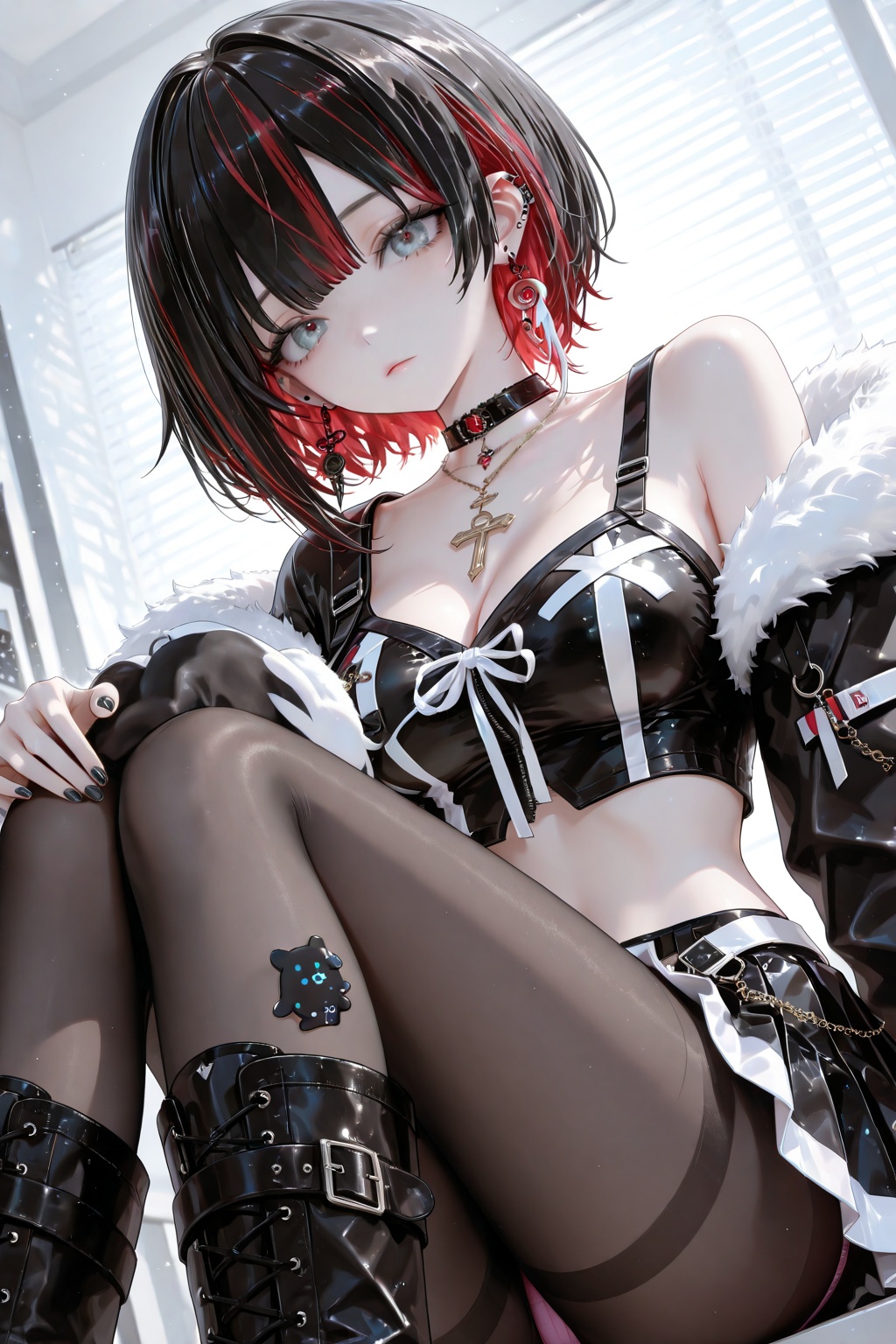 A single girl,  solo,  watching viewers on Tensor.Art