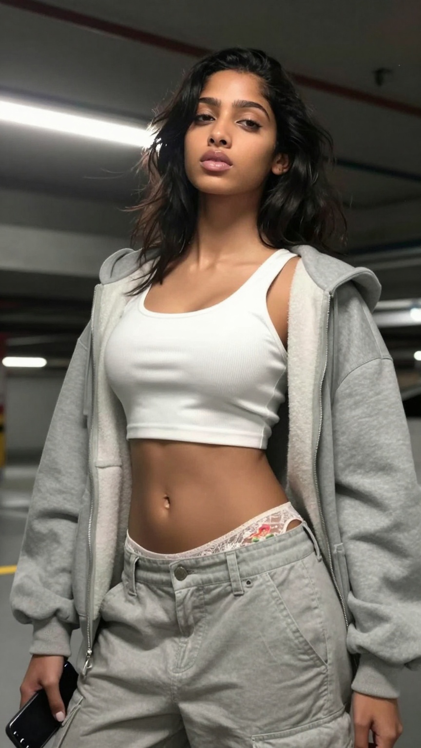 Young South Indian woman with pale warm skin,  slim curvy physique,  visible skin texture on Tensor.Art