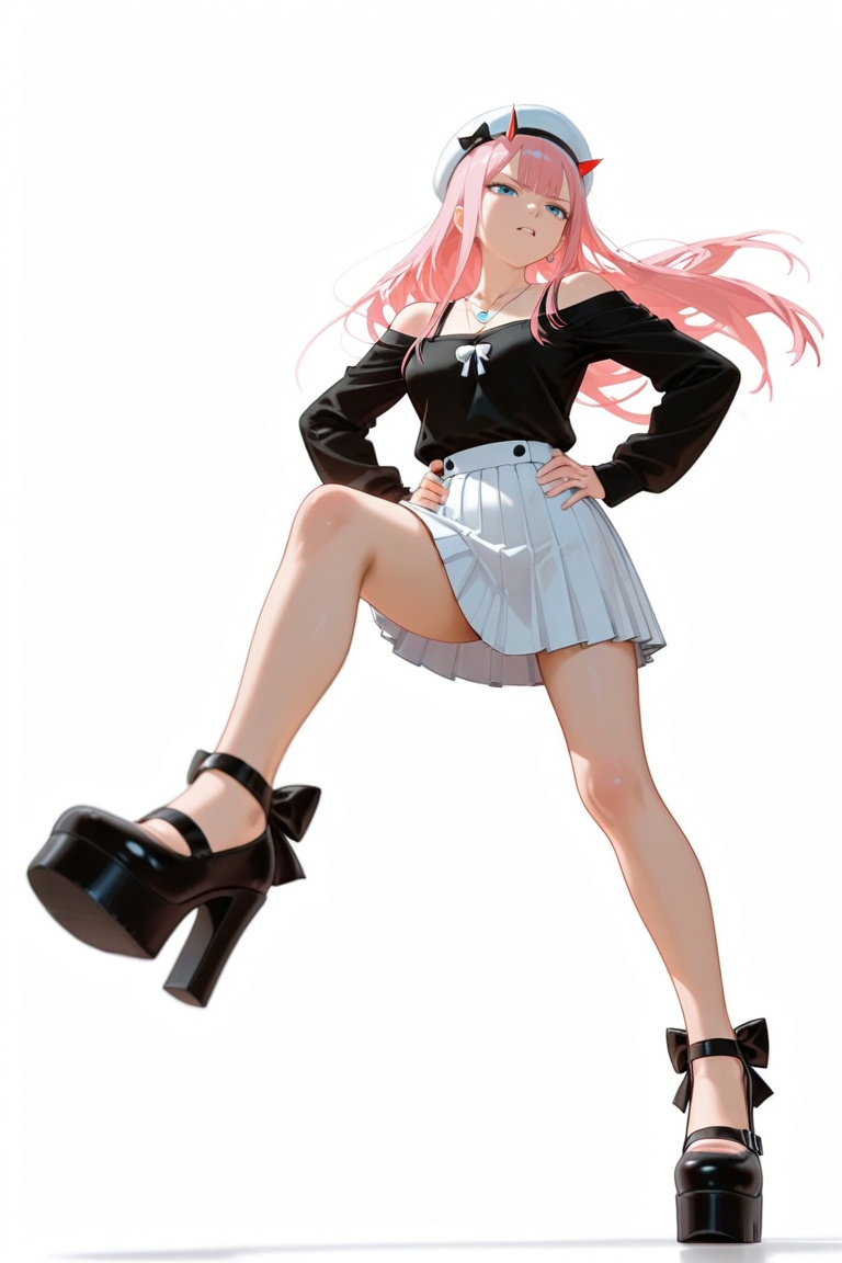 white background,  full body,  zero two on Tensor.Art