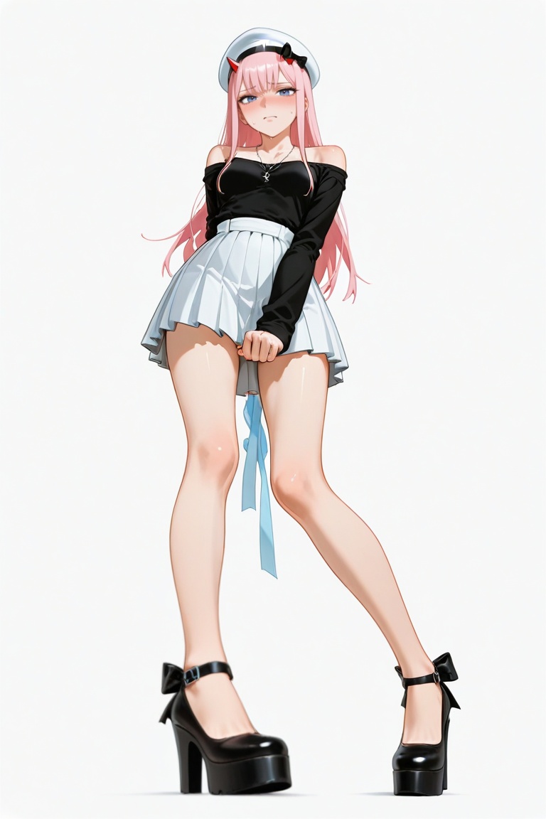 white background,  full body,  zero two on Tensor.Art