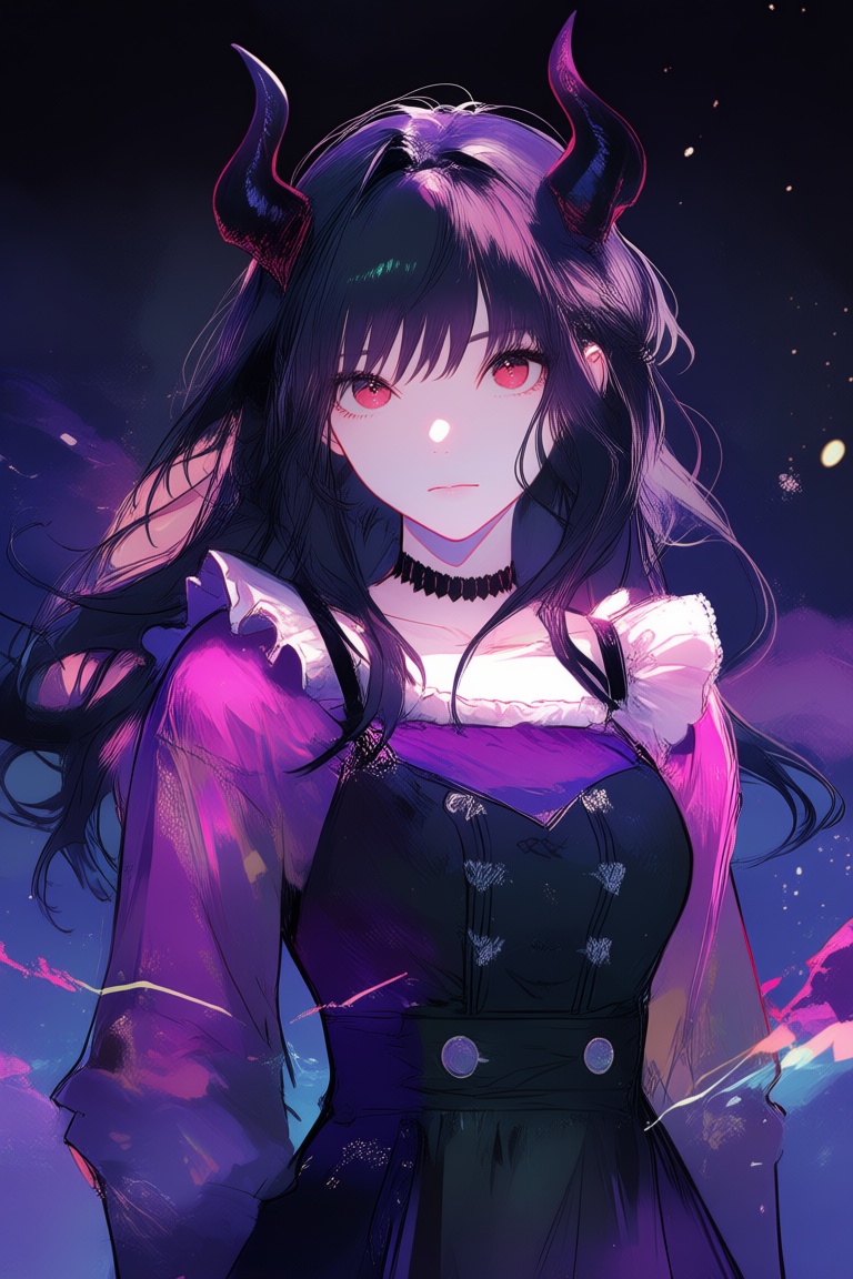1girl,  purple background,  solo on Tensor.Art