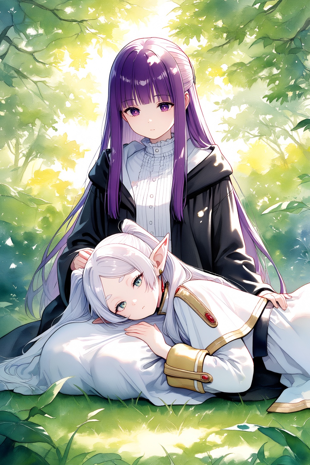 2girls,  frieren,  fern \(sousou no frieren\) on Tensor.Art