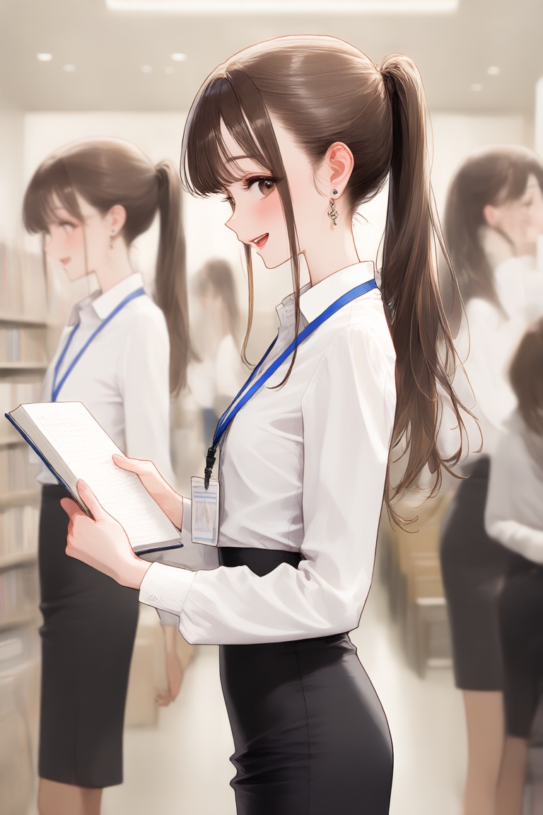 Beautiful woman wearing a white shirt,  indoors,  room on Tensor.Art