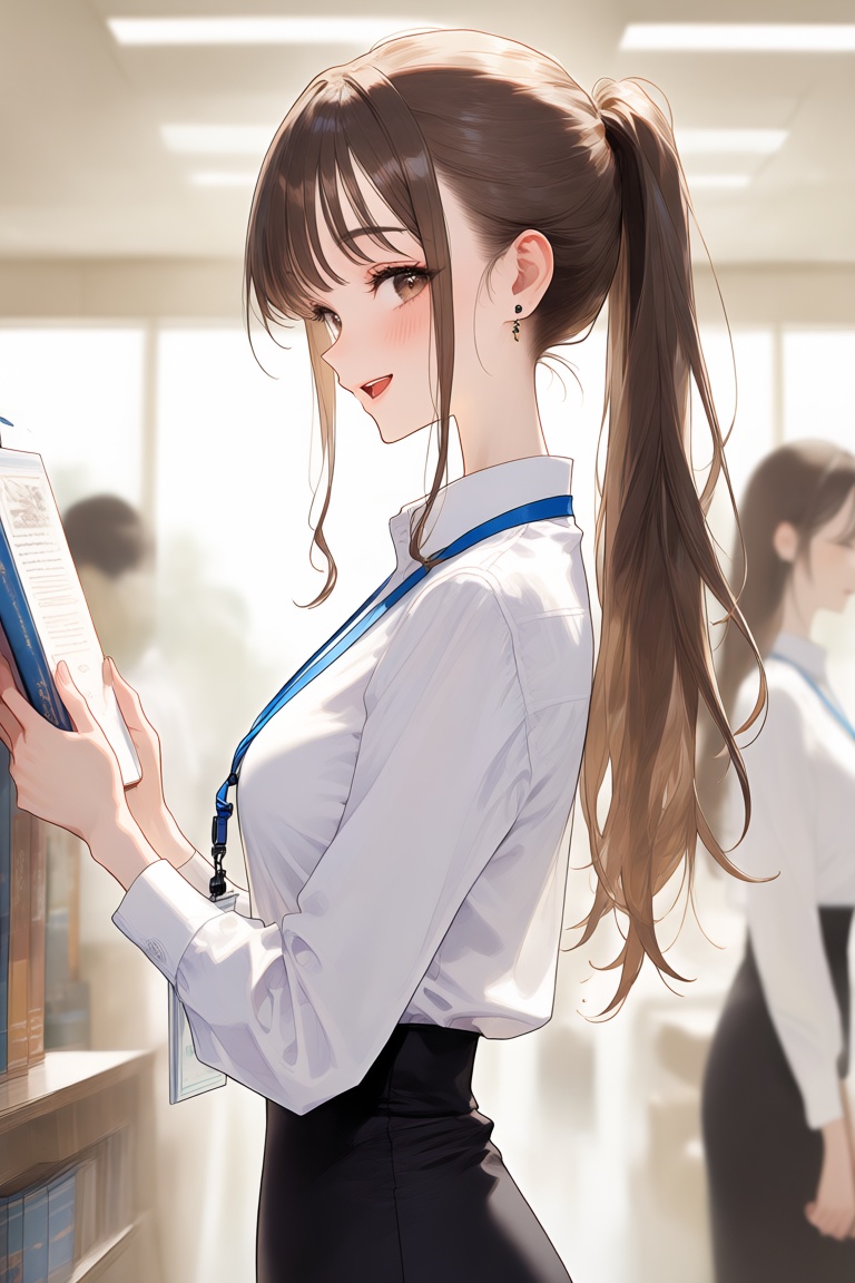 Beautiful woman wearing a white shirt,  indoors,  room on Tensor.Art