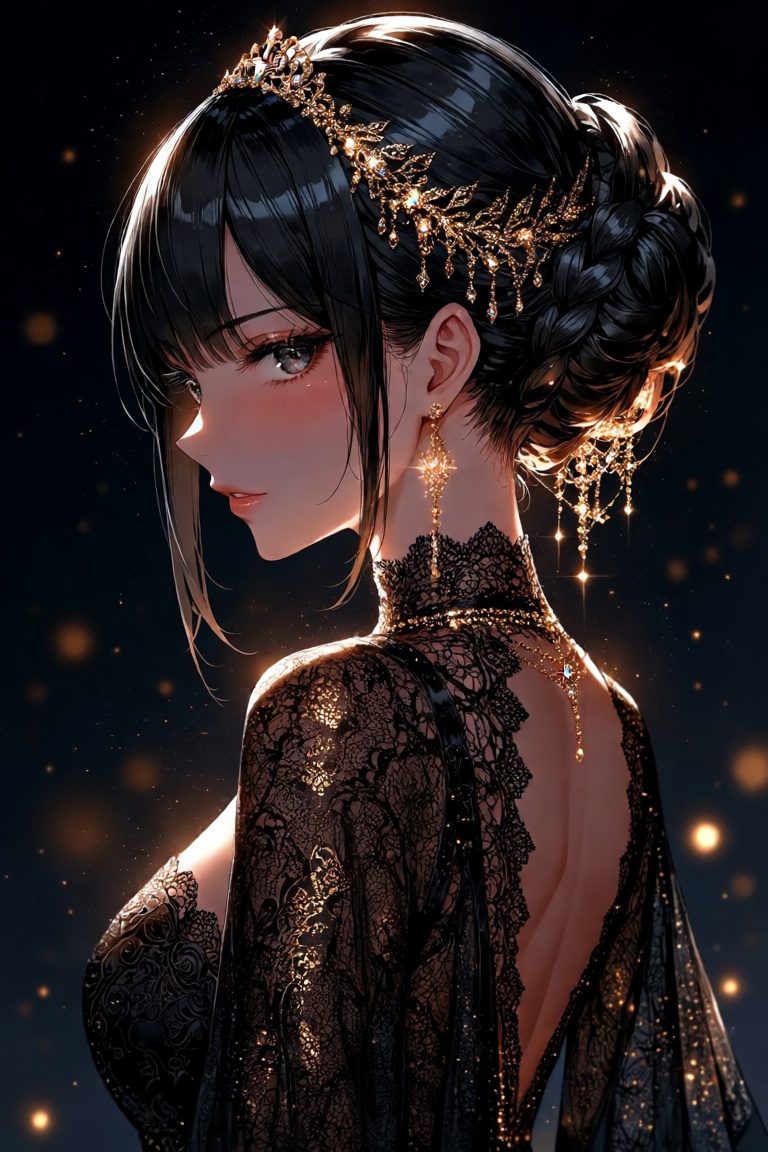 1girl,  side view,  looking back over shoulder on Tensor.Art