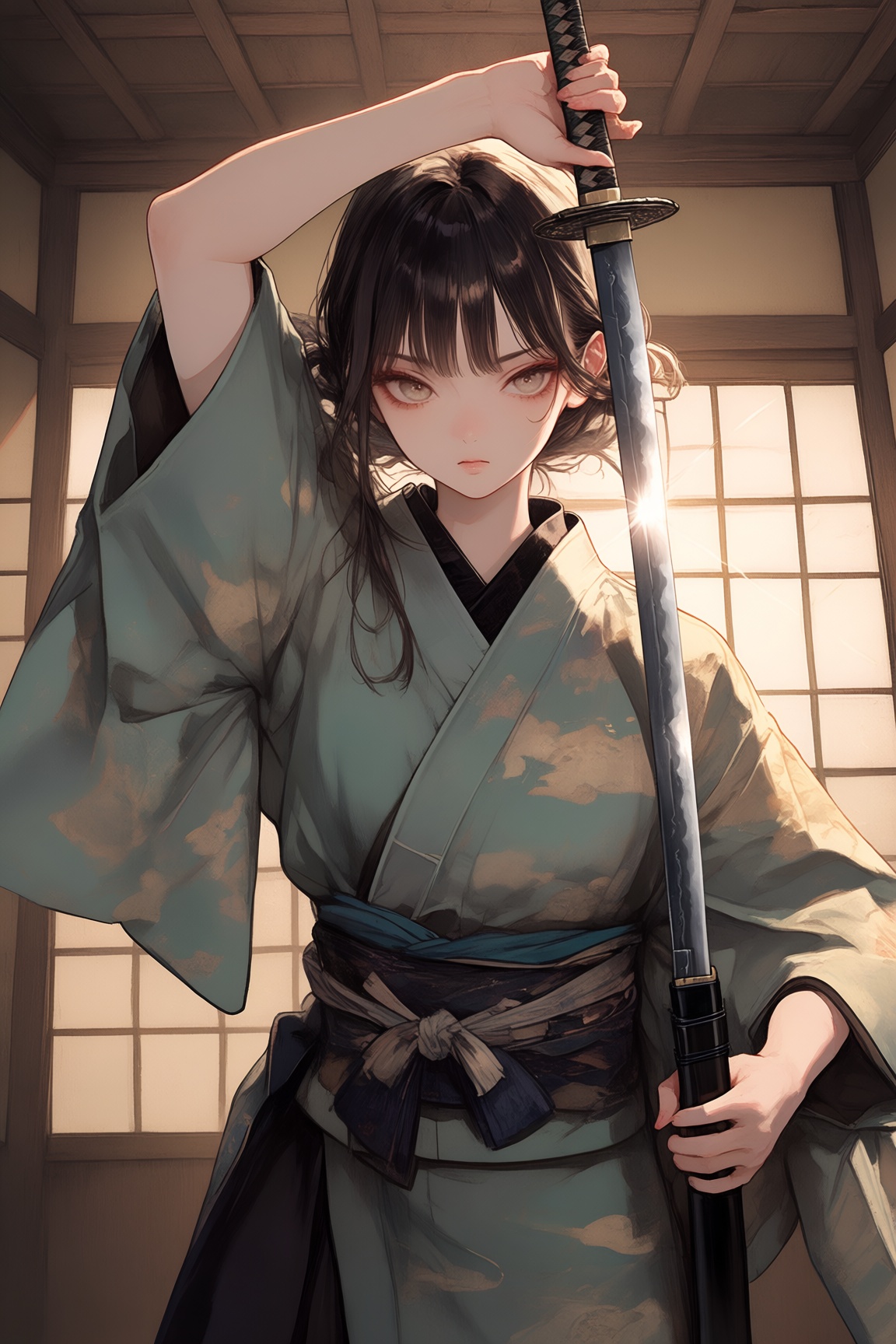 1girl,  kimono,  katana on Tensor.Art