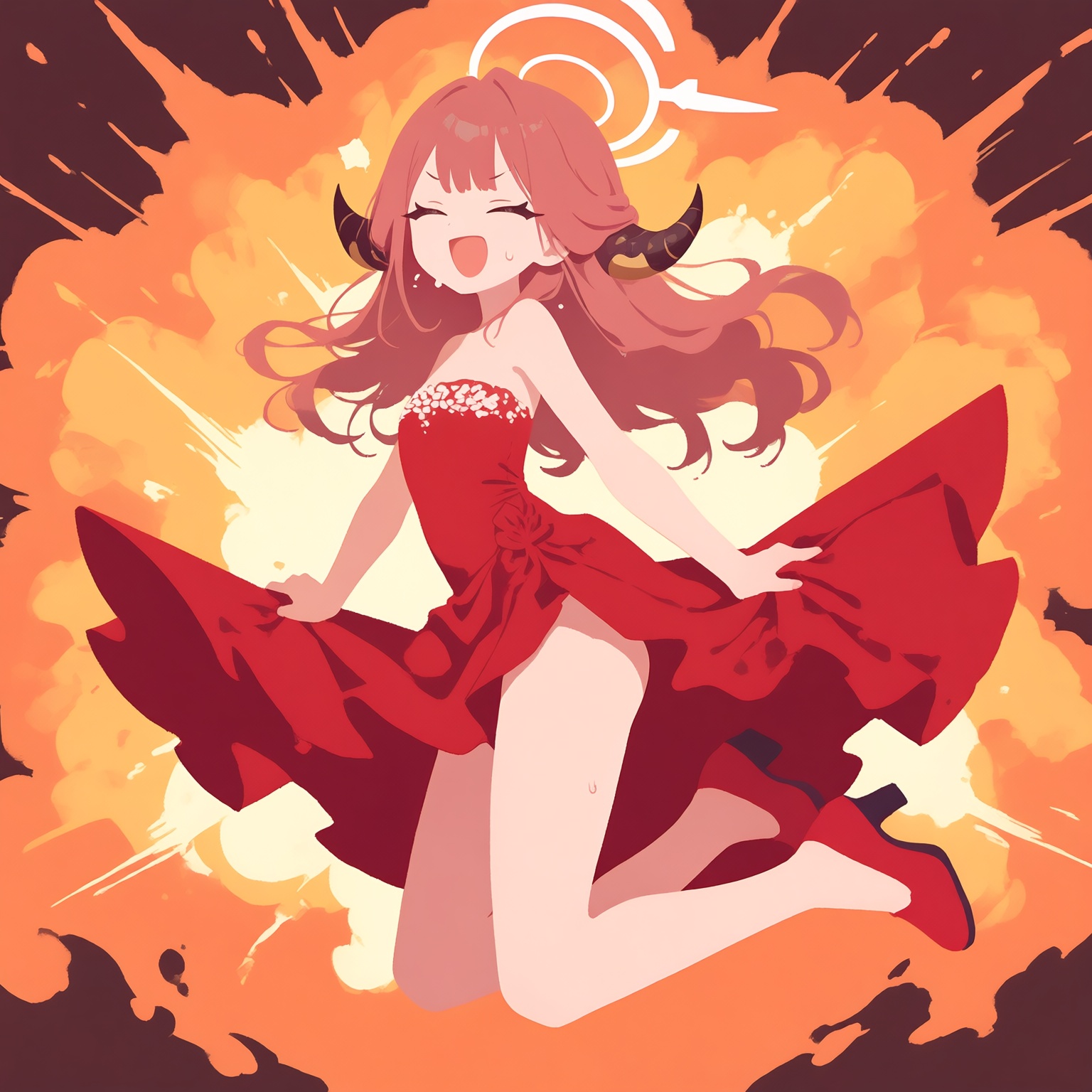 1girl,  aru \(dress\) \(blue archive\),  red dress on Tensor.Art