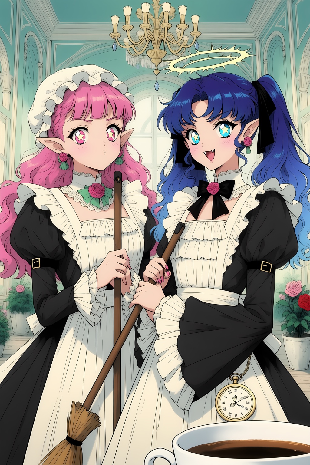2girls,  aqua eyes,  blue eyes on Tensor.Art