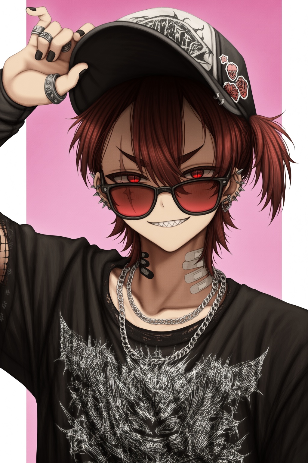 1boy,  bandaid on neck,  collarbone on Tensor.Art