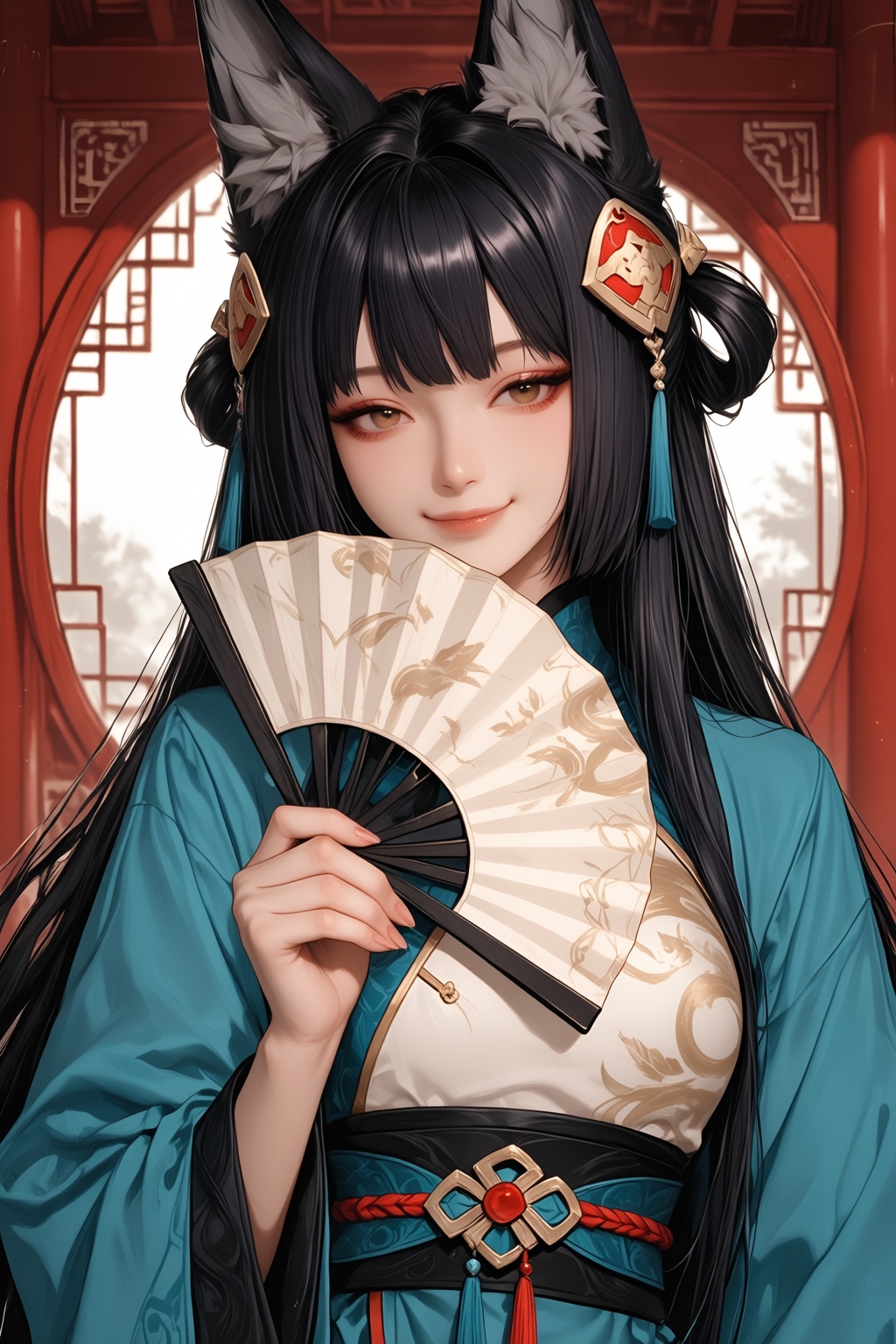 1girl,  holding,  folding fan on Tensor.Art