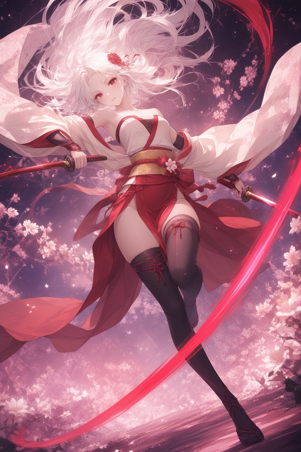 (extremely sexy Japanese kunoichi),  (dynamic scene,  slashing pose) on Tensor.Art