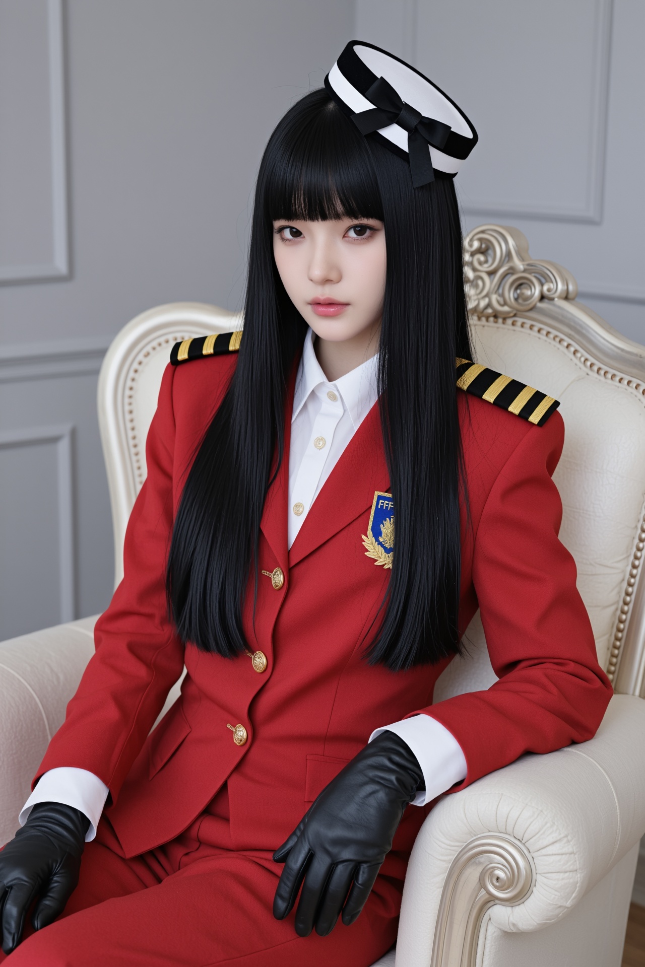 画幅比例2:3,  主体为一位气质冷艳的年轻东亚女性,  造型是乌黑顺滑的齐刘海黑长直 on Tensor.Art