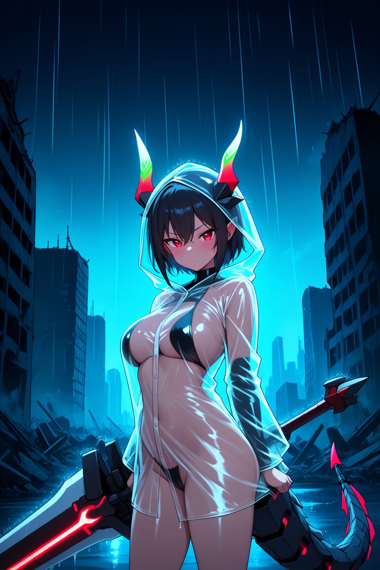 1girl,  neon lights,  night on Tensor.Art
