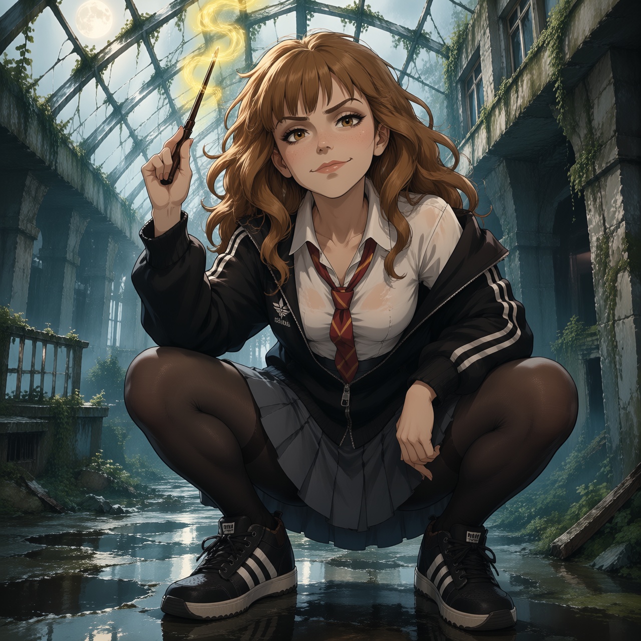 Hermione Granger,  18-year-old cinematic close-up portrait,  thick wavy bushy brown hair on Tensor.Art