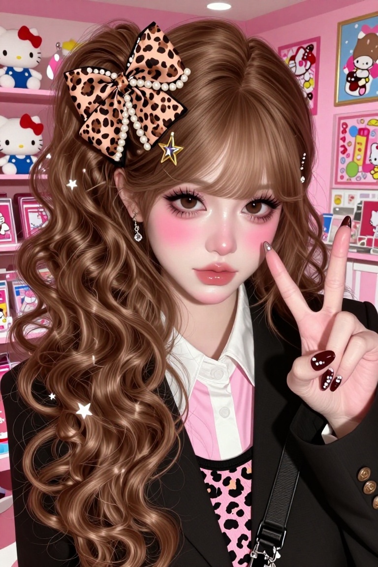 glass skin a close-up photorealistic portrait of a strikingly beautiful young woman in Japanese Gyaru street fashion,  lon...