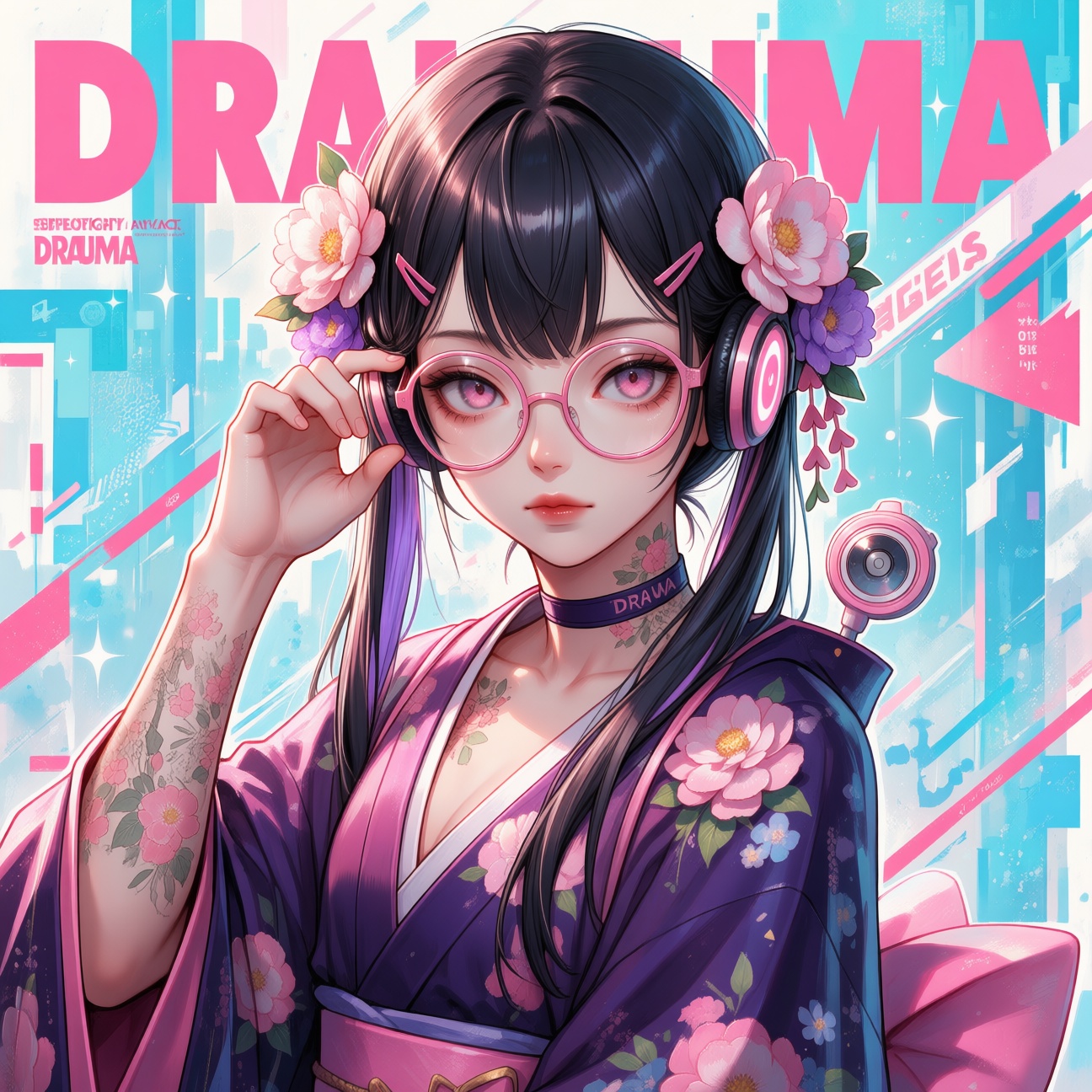 A Japanese shojo manga magazine cover illustration,  composition pastel background with sparkles,  sweet theme throughout....