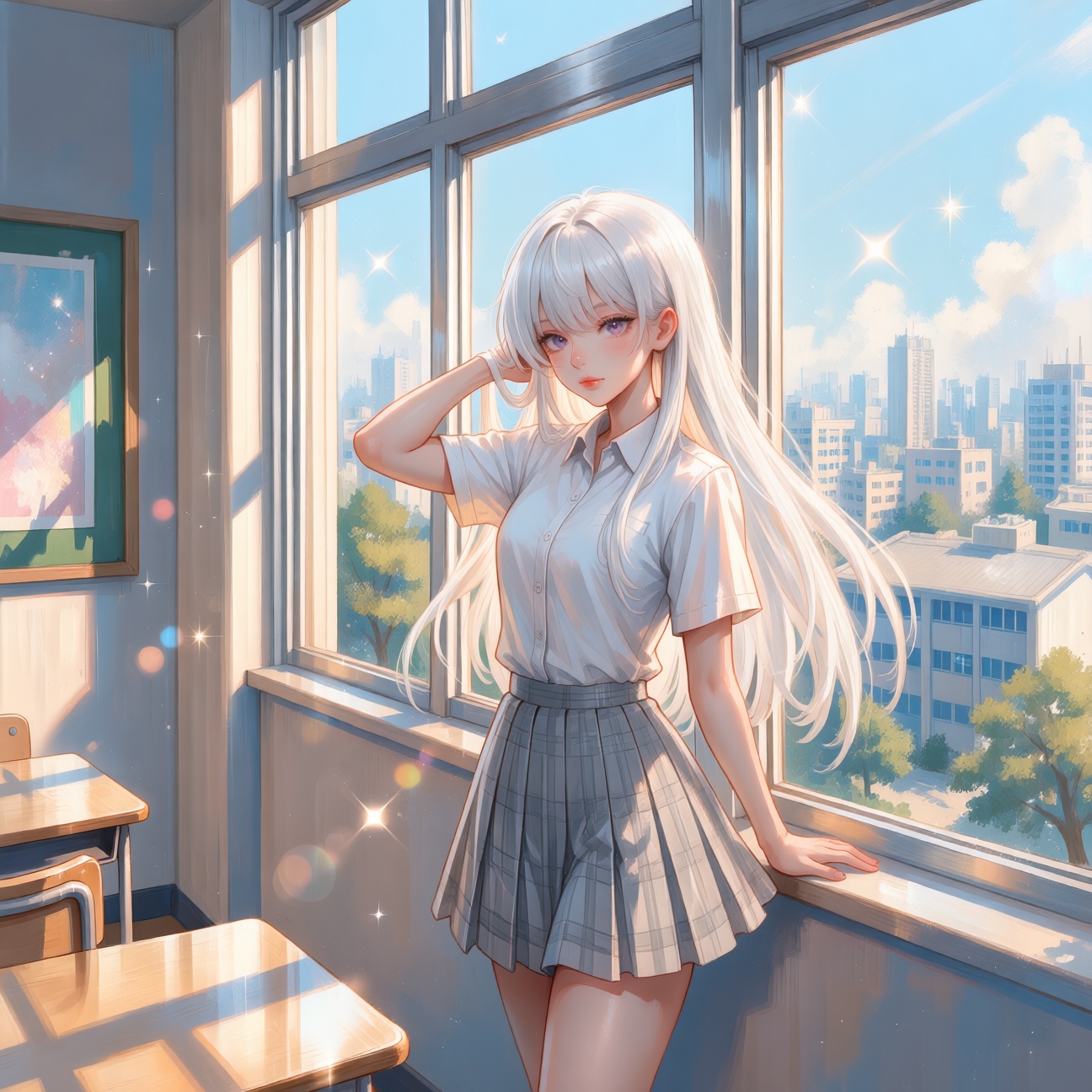 A Japanese shojo manga magazine cover illustration,  composition pastel background with sparkles,  sweet theme throughout....