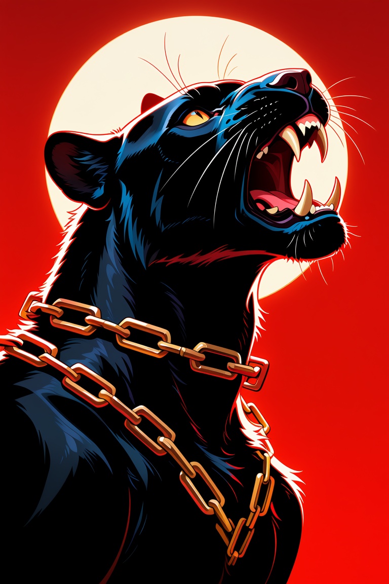 in the style of cksc,  Digitally drawn artwork,  close-up side profile of a black panther on Tensor.Art