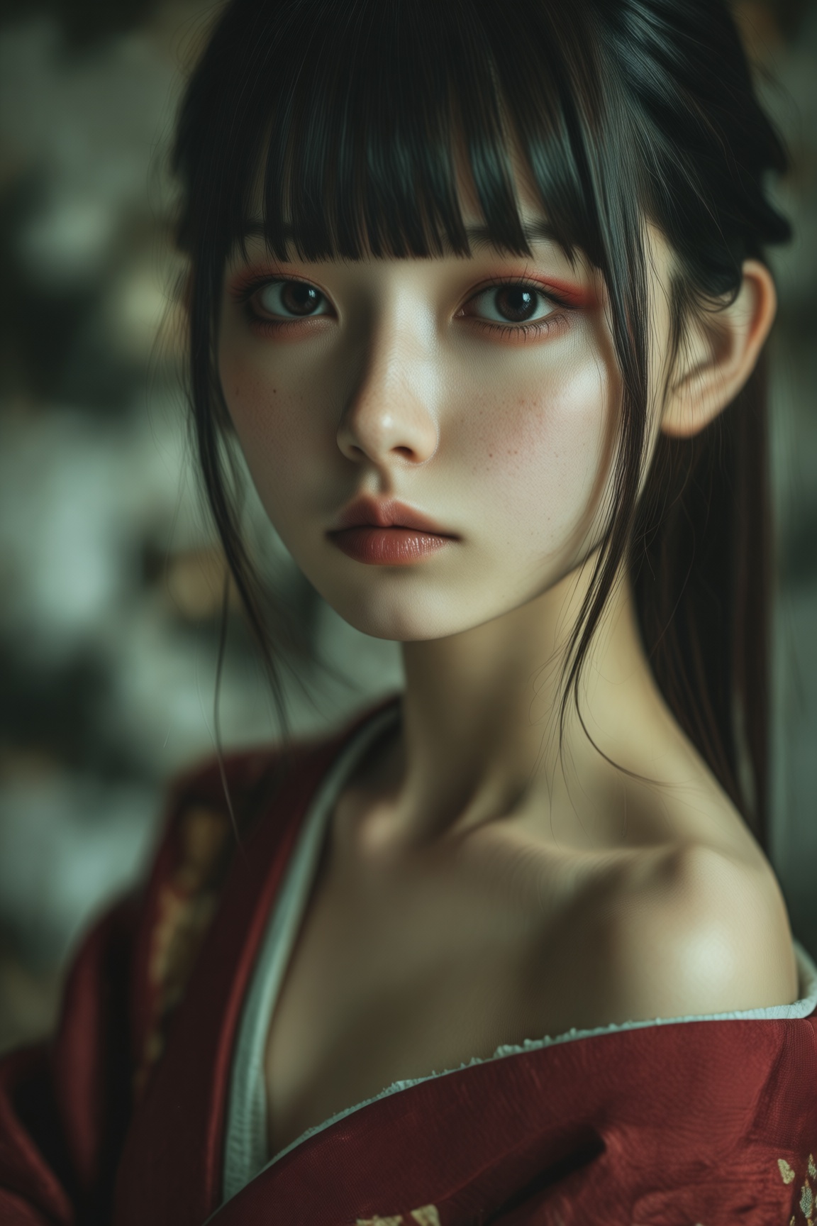 1girl,  black hair,  blurry on Tensor.Art