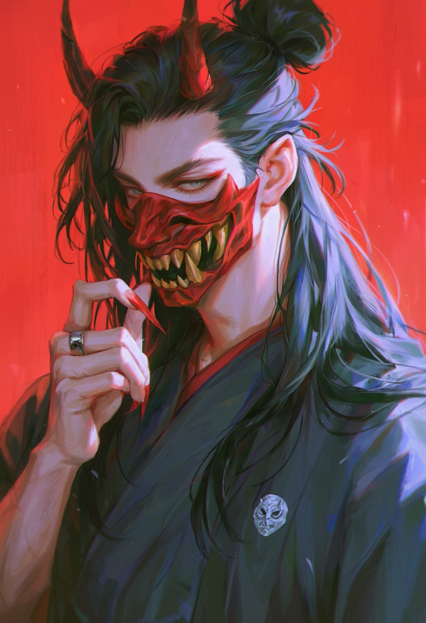zer0q,  mask,  black_hair on Tensor.Art