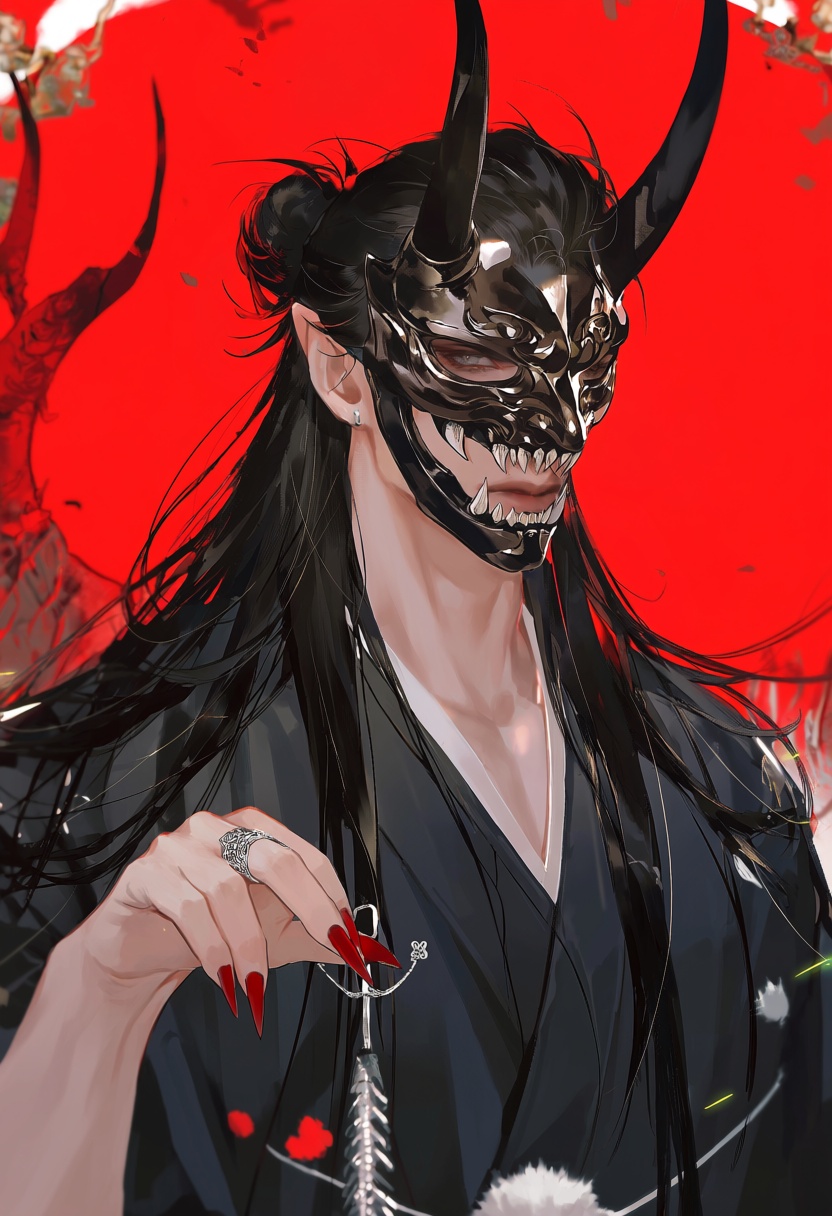 l0bby,  mask,  black_hair on Tensor.Art