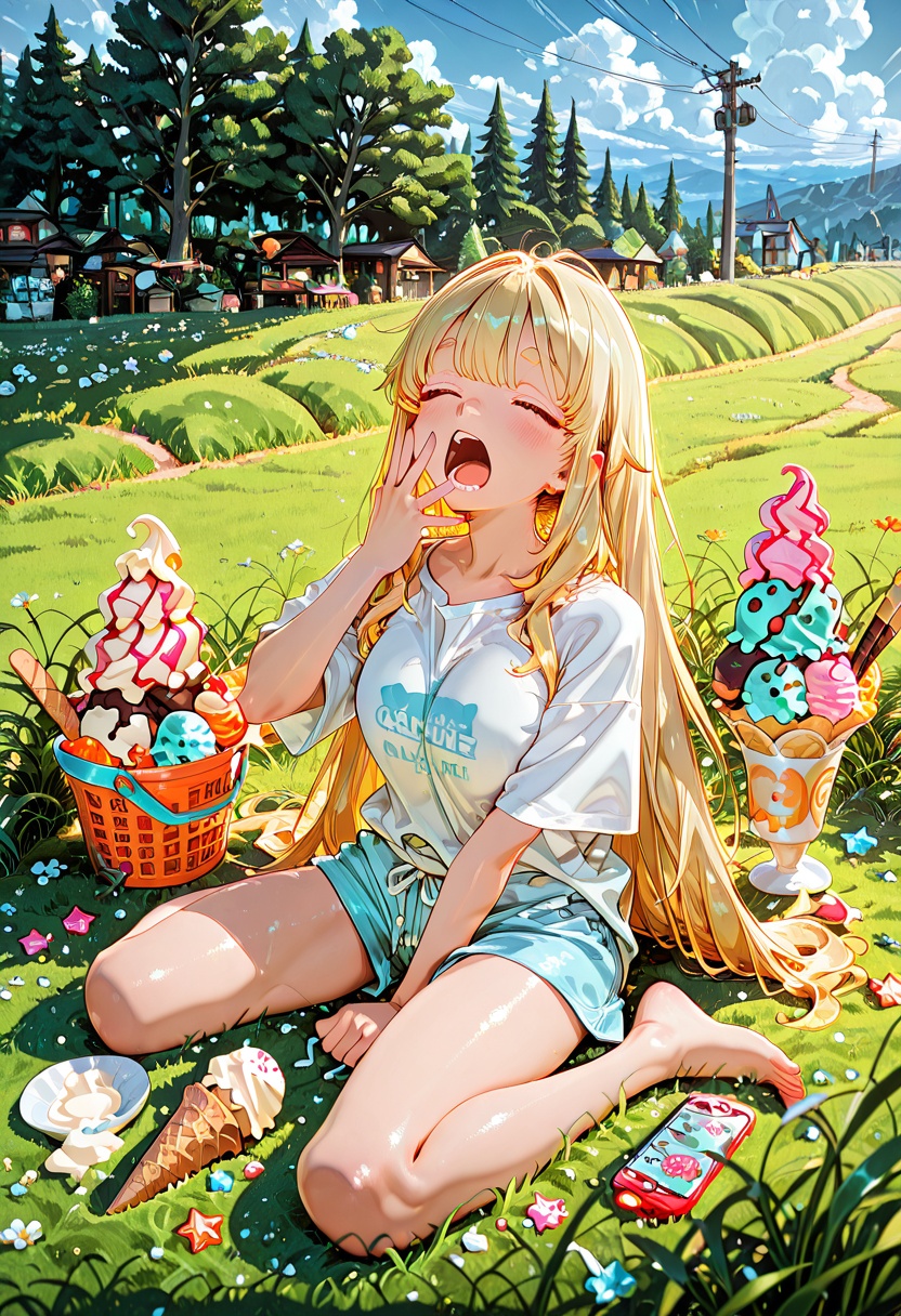 (Lemming),  eating ice cream cone,  yawning on Tensor.Art