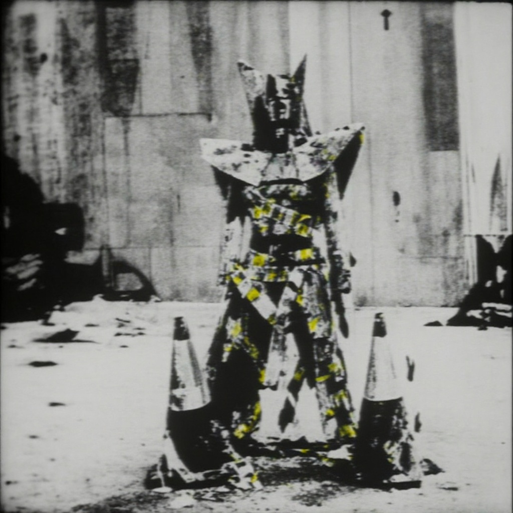 mutated woman posing confidently in front of a plain concrete building in a downtown urban zone,  the structure behind her...
