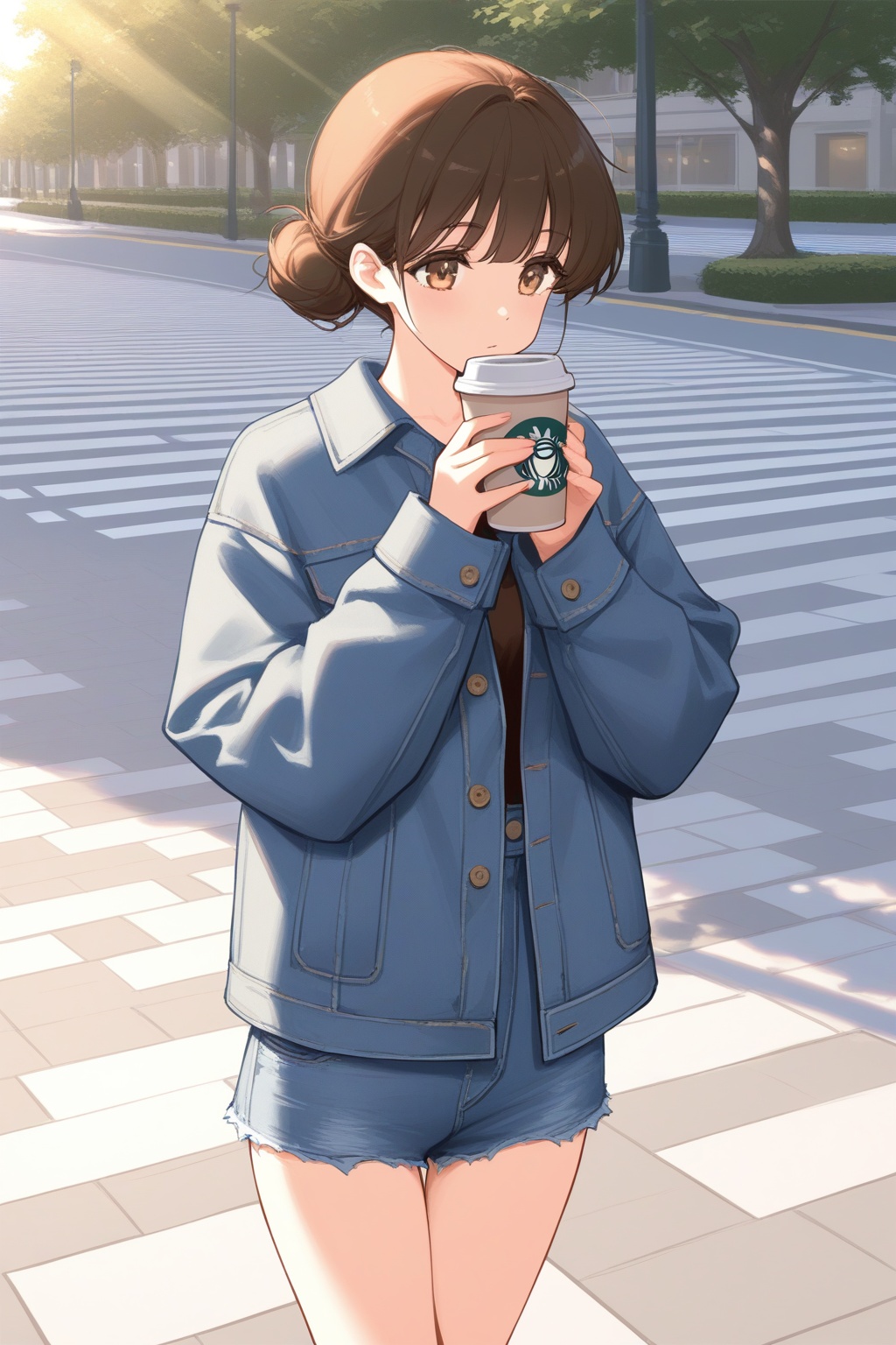1girl,  solo,  brown hair on Tensor.Art