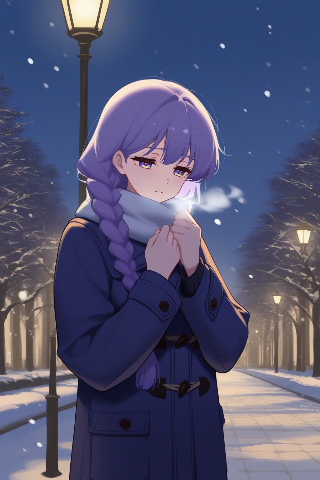 1girl,  solo,  purple hair on Tensor.Art