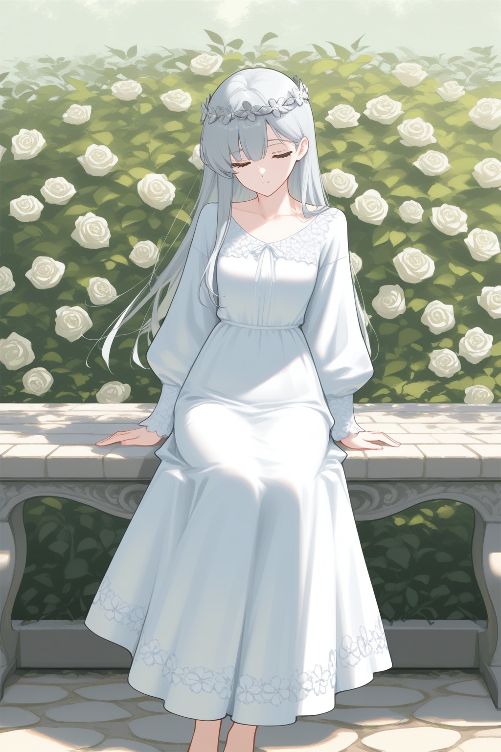 1girl,  solo,  silver hair on Tensor.Art