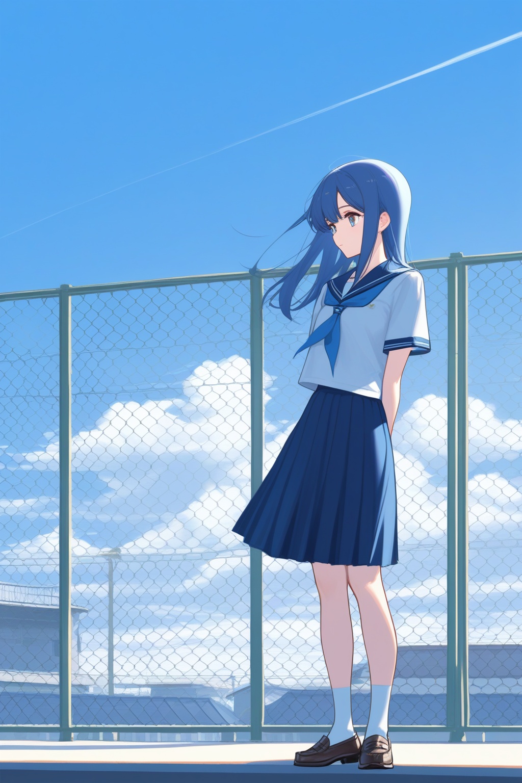 1girl,  solo,  blue hair on Tensor.Art