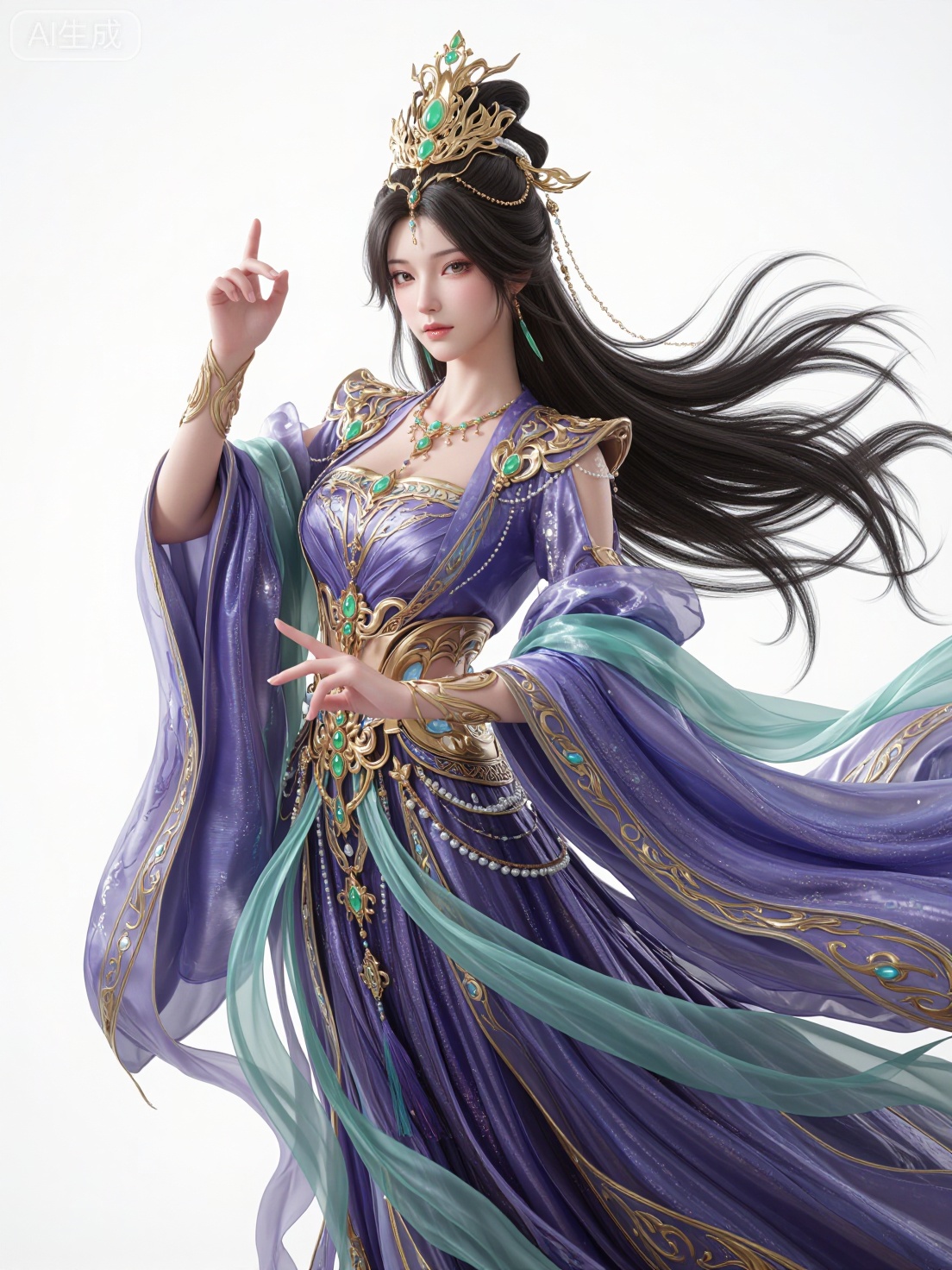 CG,  3D,  一位身着华美紫金色古风仙衣的东方女神 by Sayid on Tensor.Art