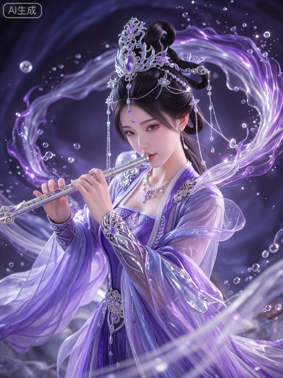 CG,  3D,  一位身着华丽紫色仙裙的东方古典美女 by Sayid on Tensor.Art